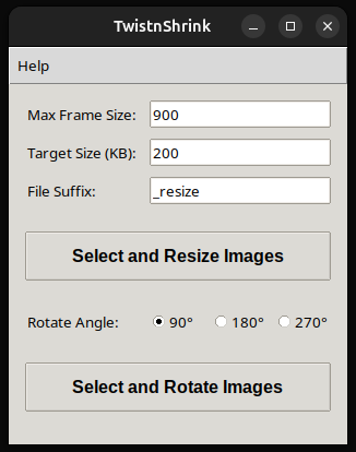 Twistnshrink GUI